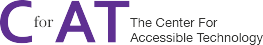 Logo of “The Center For Accessible Technology”, featuring the organization’s acronym “C for AT”.