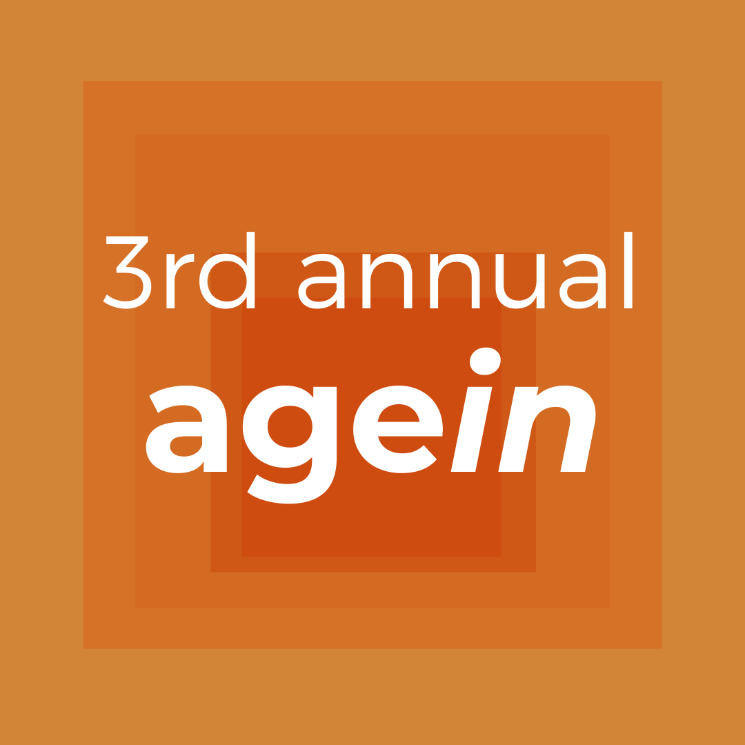 The agein logo, a deep orange square in the center fading to a less-saturated orange color as it spreads outwards.